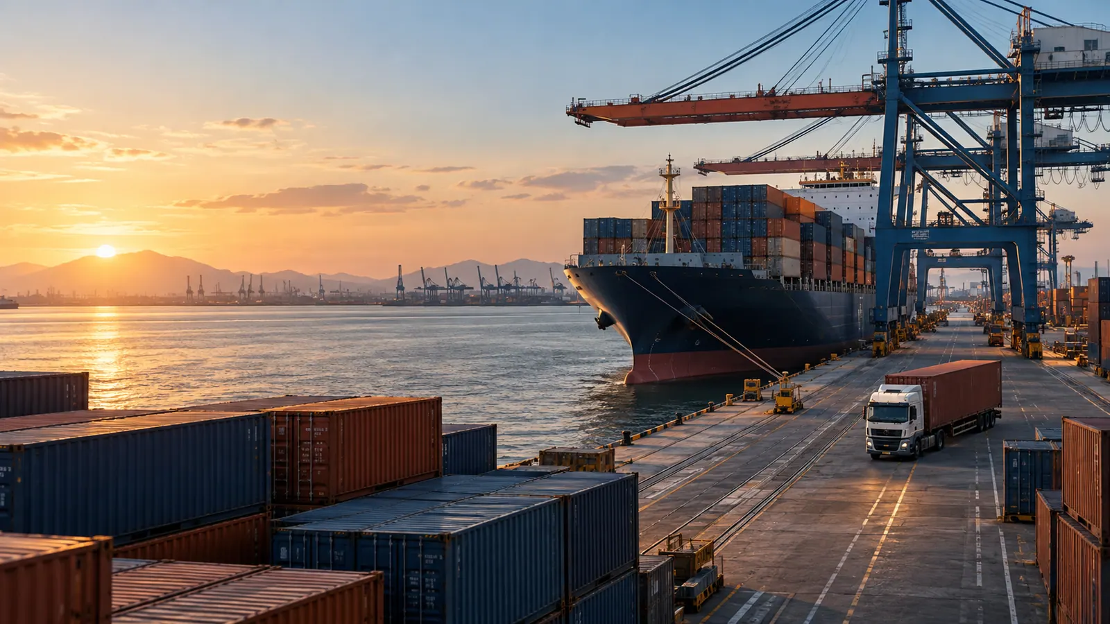 Container terminal connecting ocean and inland freight